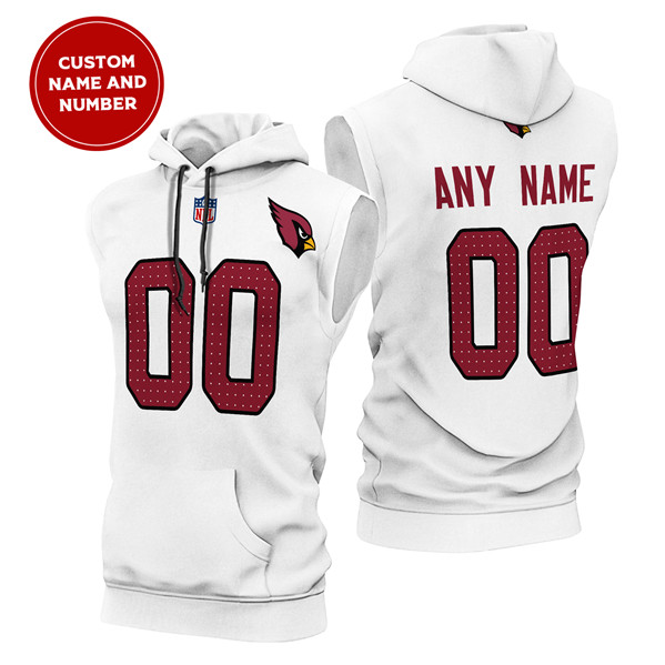 Men's Arizona Cardinals Customized White Limited Edition Sleeveless Hoodie Men's Arizona Cardinals Customized White Limited Edition Sleeveless Hoodie
